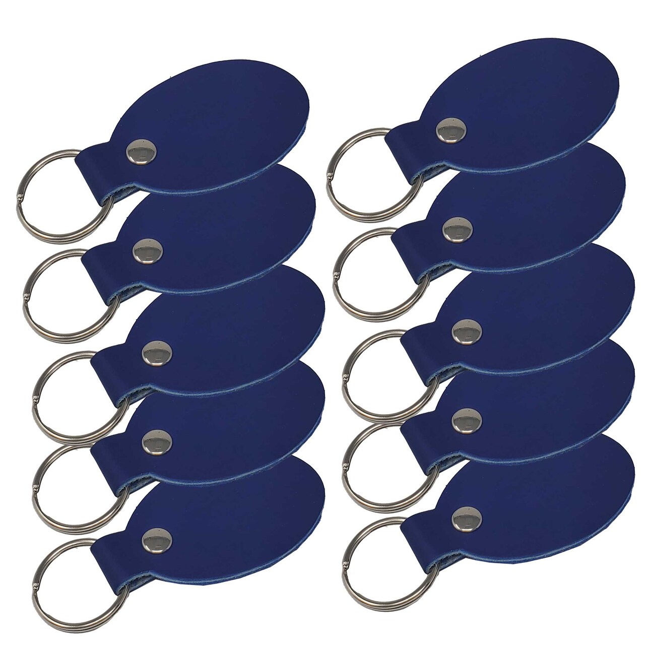 Oval Leather Keychains Kit – Full-Grain Latigo, DIY Personalization Ready, 10 Pack